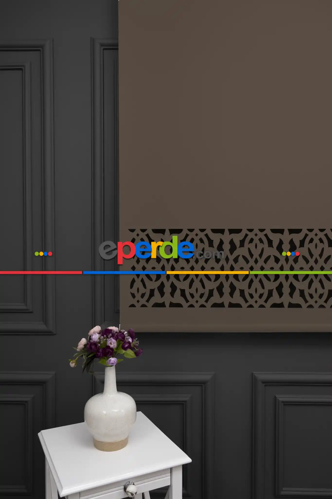 Kahverengi Renk Lazer Kesim Mat Stor Perde (ister Düz - İster Lazer Kesimli Satın Alın)