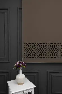 Kahverengi Renk Lazer Kesim Mat Stor Perde (ister Düz - İster Lazer Kesimli Satın Alın)