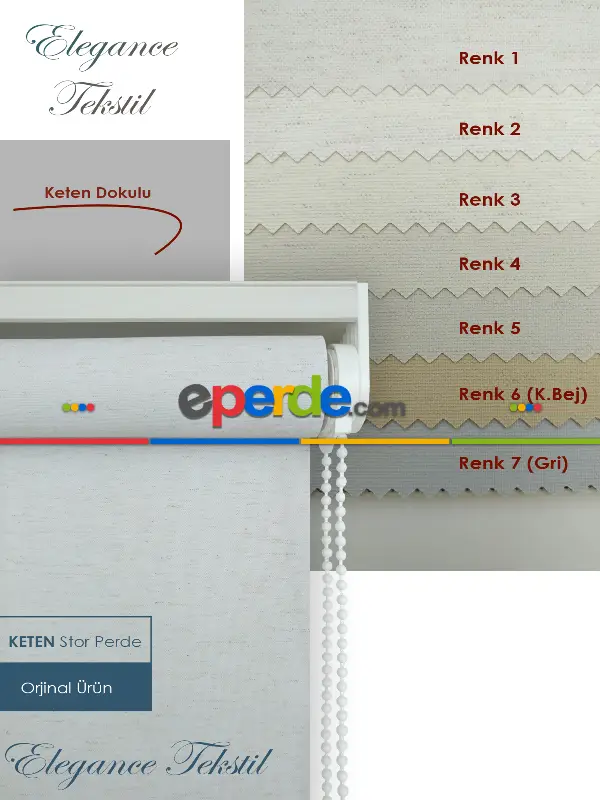 Keten Stor Perde - 4 Farklı Renk Ekru-gri-krem-bej-