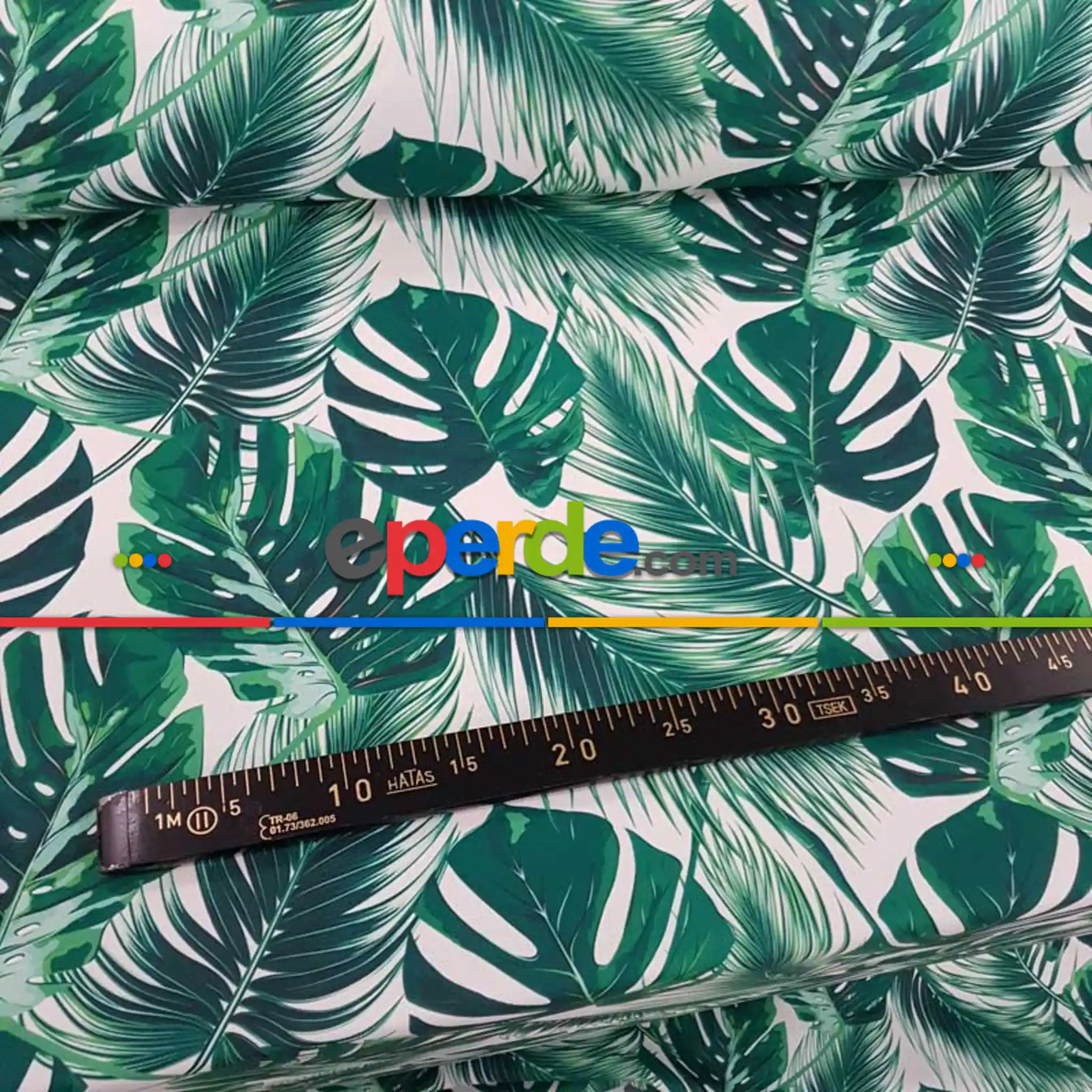 Tropikal Desenli Fon Perde K584 T - Kumaşı Kalındır Duck Bezi Değildir.- Yeşil-Beyaz-Çok Renkli