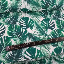 Oturma Odası - Tropikal Desenli Fon Perde K584 T - Kumaşı Kalındır Duck Bezi Değildir.- Yeşil-Beyaz-Çok Renkli