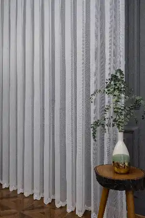 Brillant Grek Etek Uçlu Tül Sade Modern Tasarım Tül