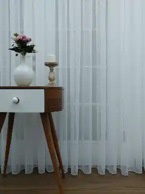 Perdeks Home Tül Perde 01 Lux Series- Ekru - Kurşunlu Tül