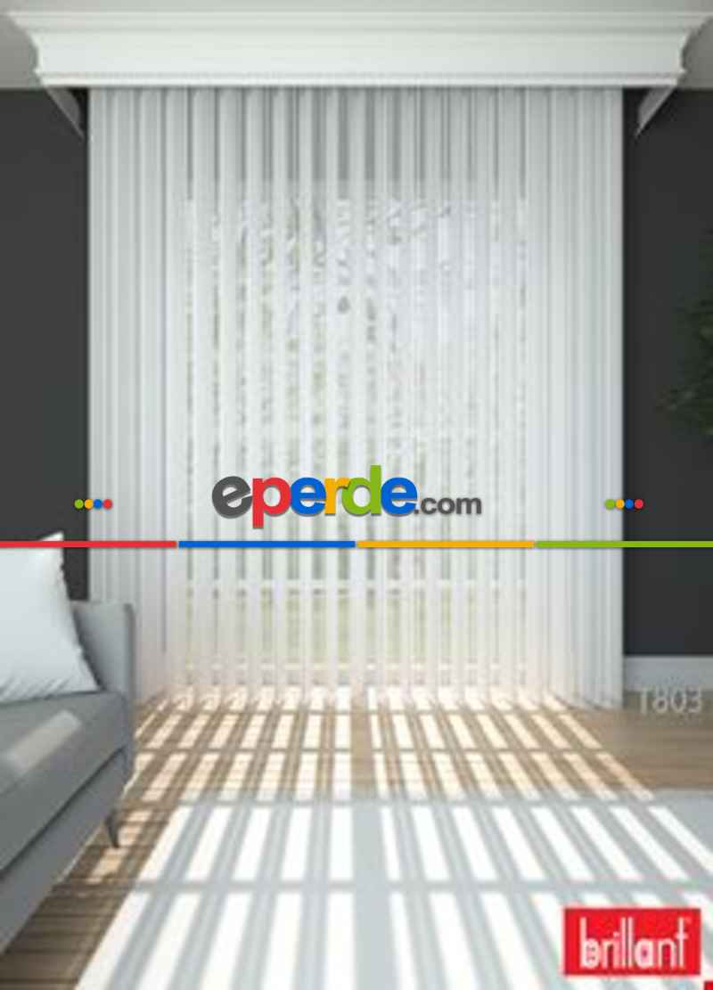 30cm'lik Brillant Akıllı Tül Perde Beyaz Renkli Tül Dikey Perde Düz 1. Kalite (11cm Alanda Çalışır)