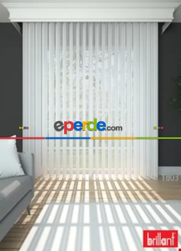 30cm'lik Brillant Akıllı Tül Perde Beyaz Renkli Tül Dikey Perde Düz 1. Kalite (11cm Alanda Çalışır)