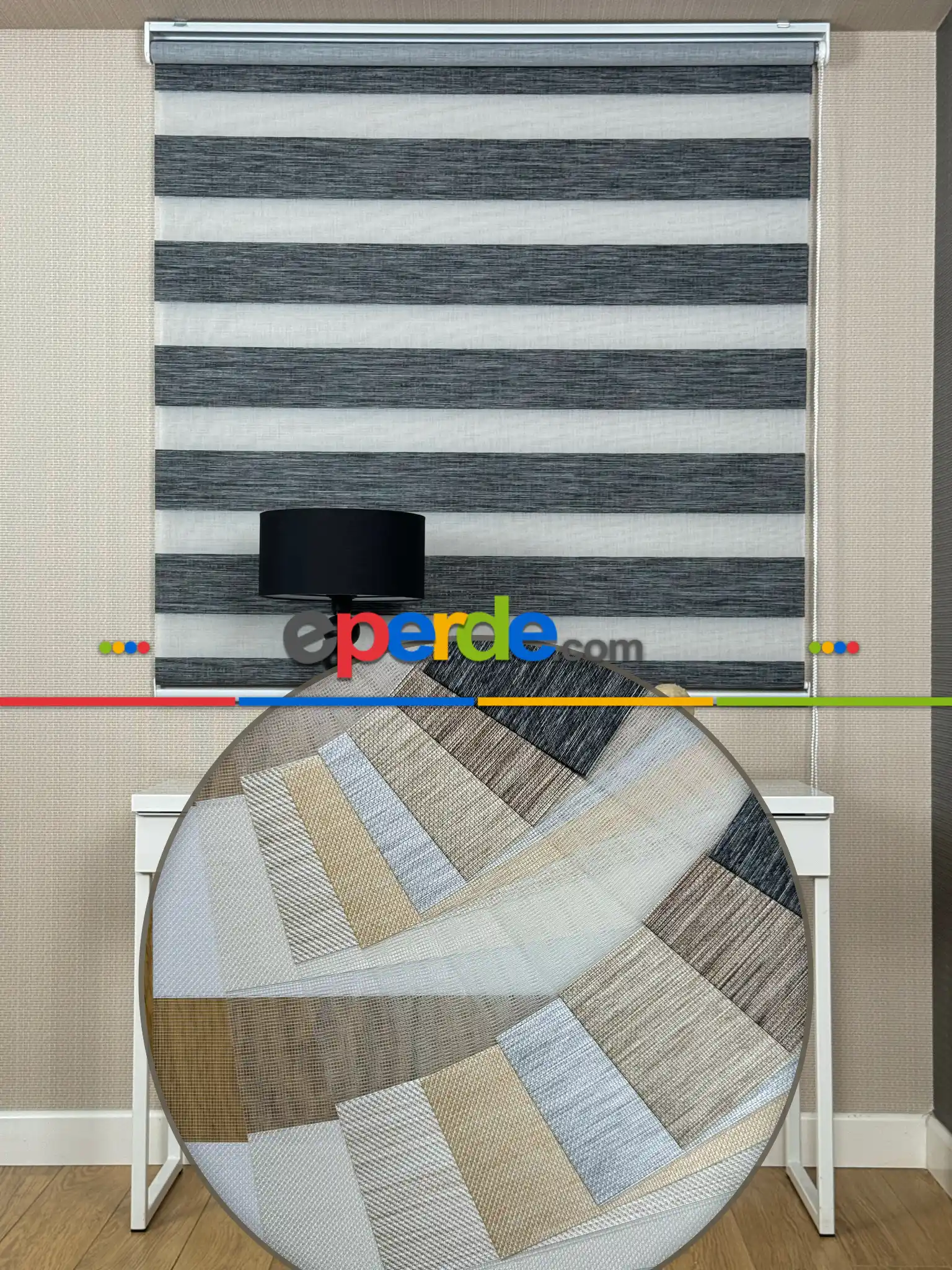 Yatak Odası Siyah Jakar Dokuma Zebra Perde, Standart Metal Kasalı Yüksek Kalite Kornişe Kolay Montaj Seçenekli