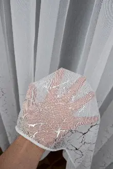 Modern Gümüş Varaklı Keten Tül Perde Yüksek Kalite