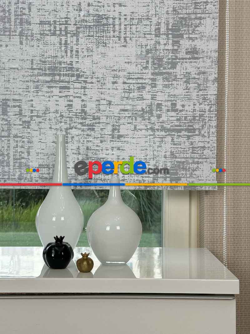 Mutfak Jakar Dokuma Stor Perde, Standart Metal Kasalı Yüksek Kalite Kornişe Kolay Montaj Seçenekli