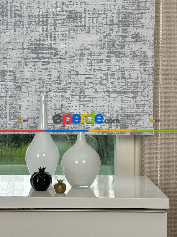 Salon Jakar Dokuma Stor Perde, Standart Metal Kasalı Yüksek Kalite Kornişe Kolay Montaj Seçenekli