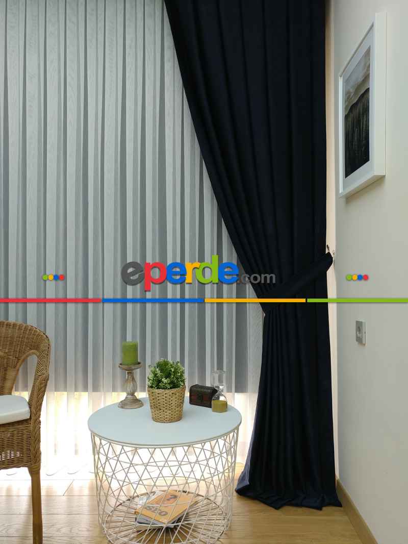 Soft Lacivert Fon Perde (180)- Lacivert