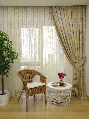 Sarı Bej Jakar Fon Perde (150)- Sarı