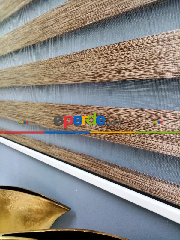 Oturma Odası - Bambu Zebra 2021 Sezonu Kahverengi Kırçıllı A Kalite Bambu Zebra Perde- Kahve Koyu