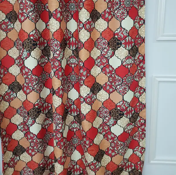 Bordo Osmanlı Desenli Fon Perde Evm598 Kumaşı Kalındır Duck Bezi Değildir- Sarı-Beyaz-Bordo