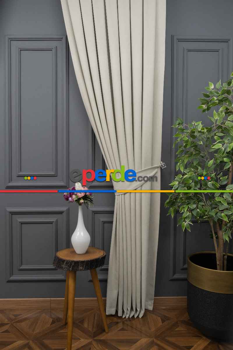 Açık Gri Düz Fon Perde Dökümlü Fon Perde 04