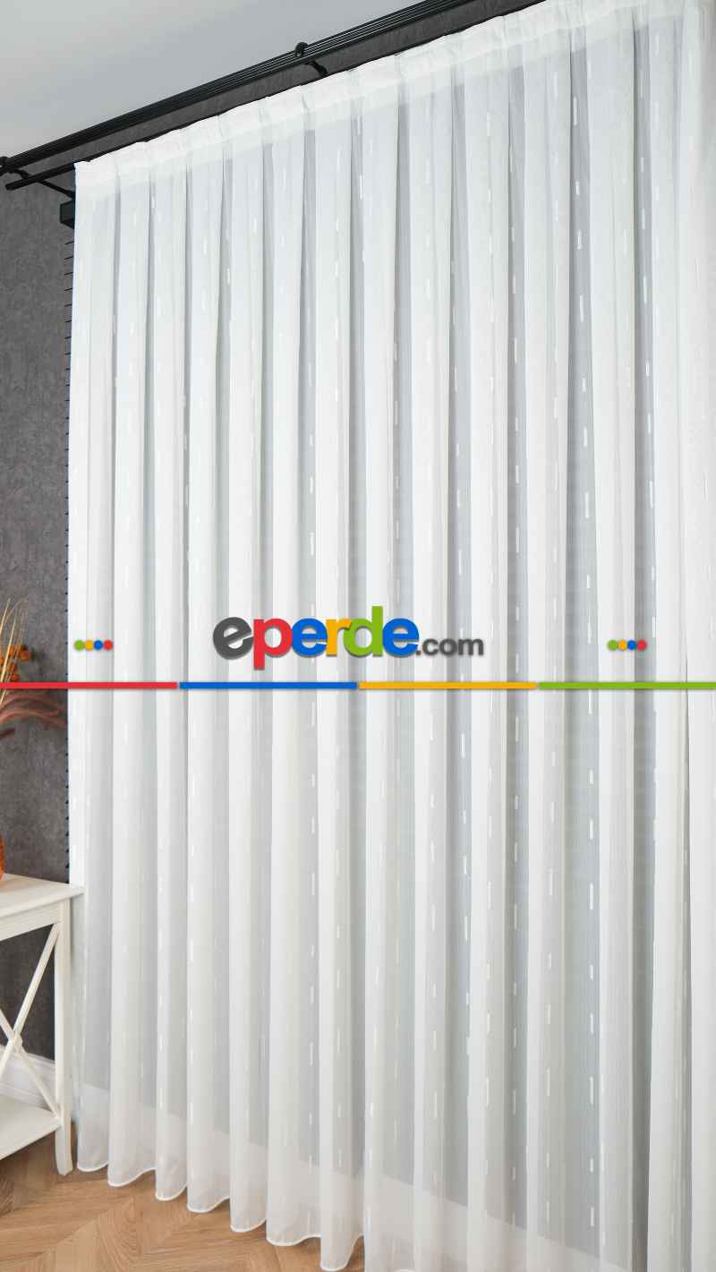 Düz Sade Tül, Sade Hafif Çizgili Tül Perde, Modern Ütü İstemez Kırışmaz Tül Perde, Havana