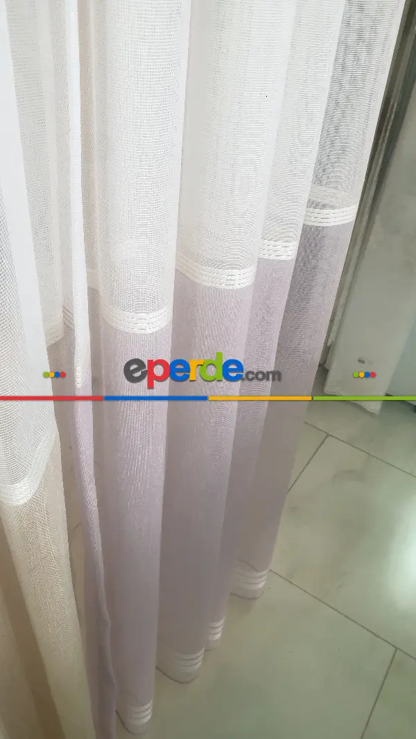 Keten Etek Koyu Bantlı Keten Tül Perde- Yeşil-beyaz-lila-vizon Rengi-petrol Mavisi-antrasit