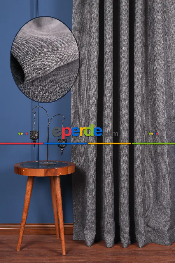 Gri Keten Blackout Karartma Işık Geçirmez