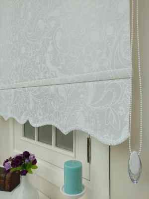 Desenli Mutfak Stor Perde- Beyaz