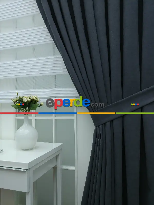 Salon Fon Perde - % İndirimli!!! Füme Düz Fon Perde(fon Demiri Hediyeli)- Füme