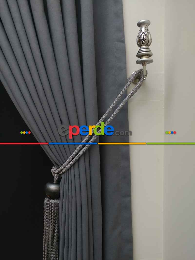 Düz Renk Dökümlü Fon Perde (180)- Gri