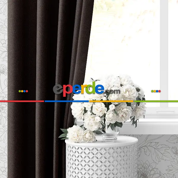 Yatak Odası - Blackout Karartma Tek Kanat Fon Perde Acı Kahve