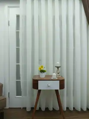 Linen Keten Tül Açık Ekru -300 Cm Keten Tül Perde- Ekru