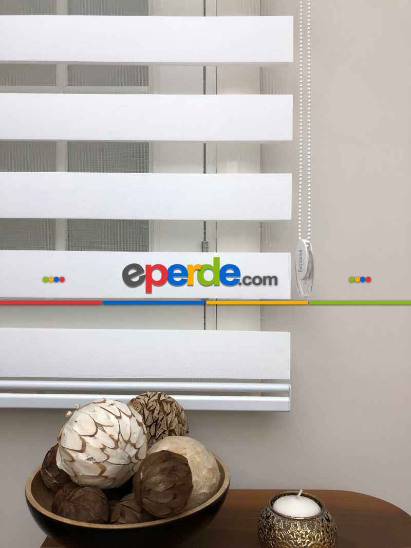 Yüksek Kalite Düz Zebra Perde - Beyaz Renk- Beyaz