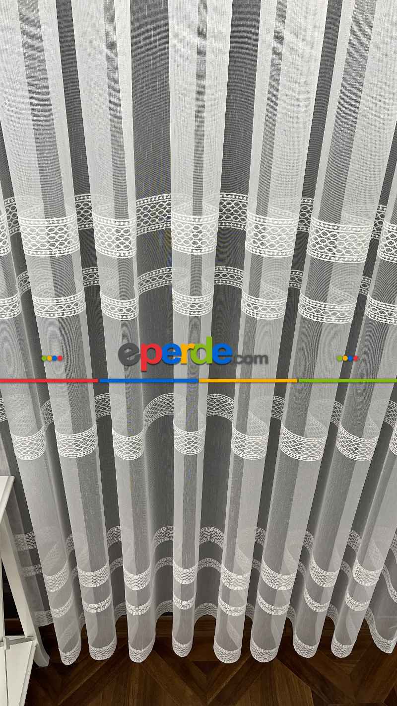 Salon - Premium Seri Trend Perde Modelleri 2023-kabartma Atlas İplikle Nakışlı İşleme Tül Perde 04