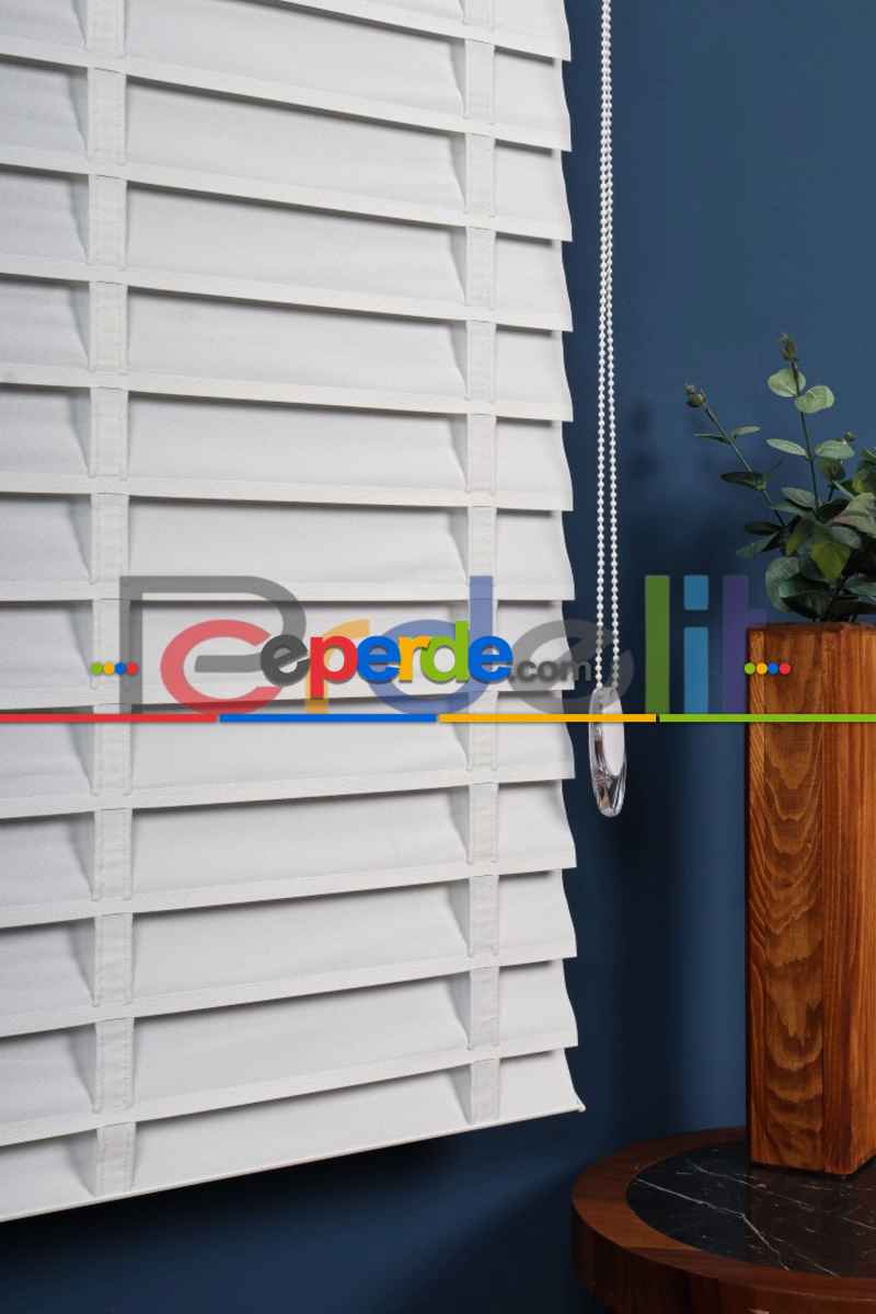 Beyaz 50mm Silüet Kumaş Jaluzi Perde