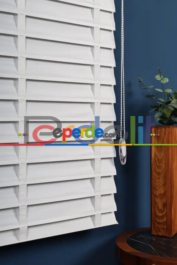 Beyaz 50mm Silüet Kumaş Jaluzi Perde