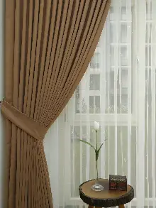 Açık Kahve Düz Sade Fon Perde ( Dökümlü Fon )- Acı Kahve-açık Camel