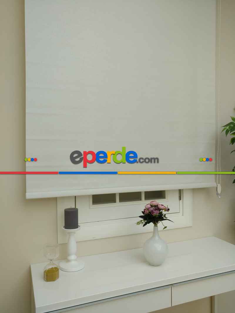 Mutfak Stor - Stor Perde Pastel Simli Serisi (pvc Kaplama) Kalın Dokulu- Krem İnci