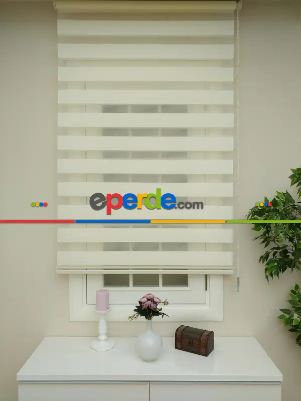 Salon Zebra Perde - Zebra Perde -düz Krem Renk Zebra (kalın Doku Zeminli)- Krem