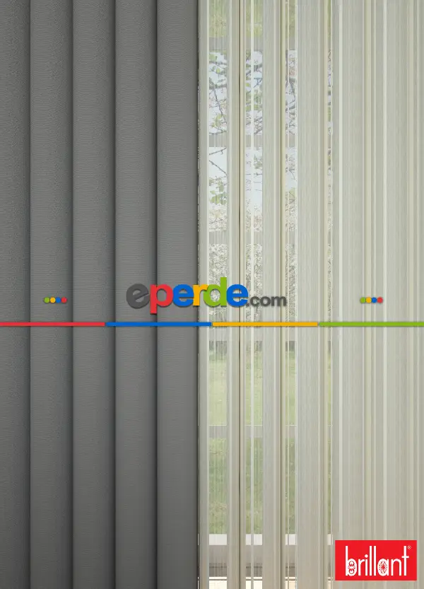 Yatak Odası - Brillant Akıllı Tül Perde Bronz Gri Renkli Tül Dikey Zebra Perde Düz 1. Kalite