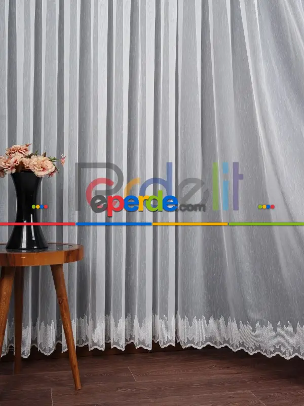 Etek Ucu Nakış İşlemeli Tül Perde