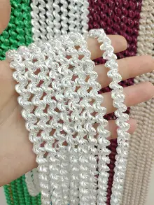 Beyaz Rengi İp Perde Duble Bukle Serisi- Beyaz-gümüş