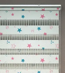 Yıldız Desenli Baskılı Zebra Perde- Çok Renkli