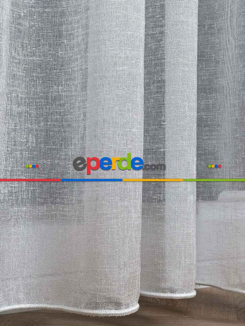 Ekru Keten Tül Perde, Büzgü Ekstraforlu