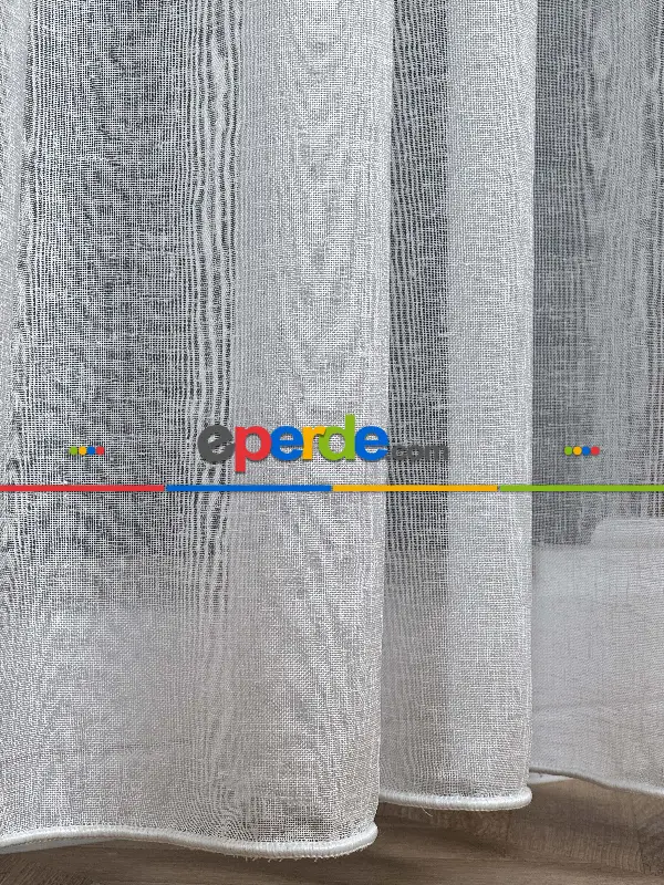 Ekru Keten Tül Perde, Büzgü Ekstraforlu