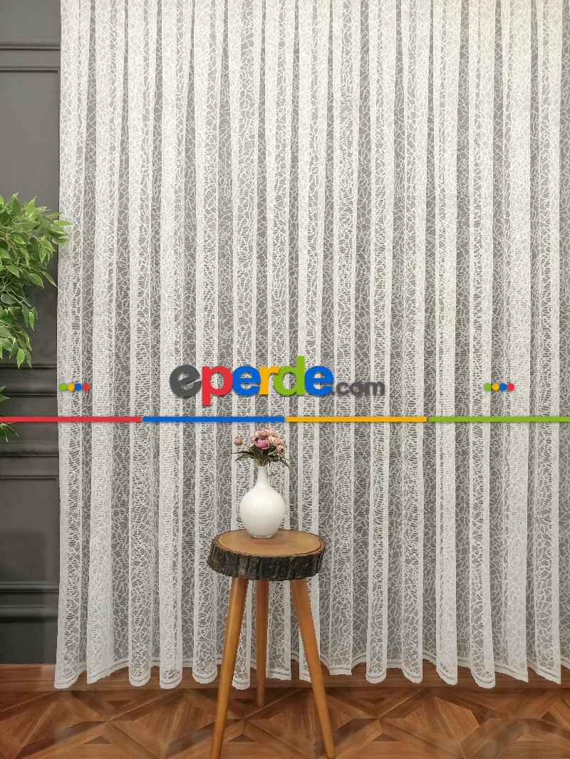 Spor Desen Fransız Dantel Tül Perde 562- Ekru
