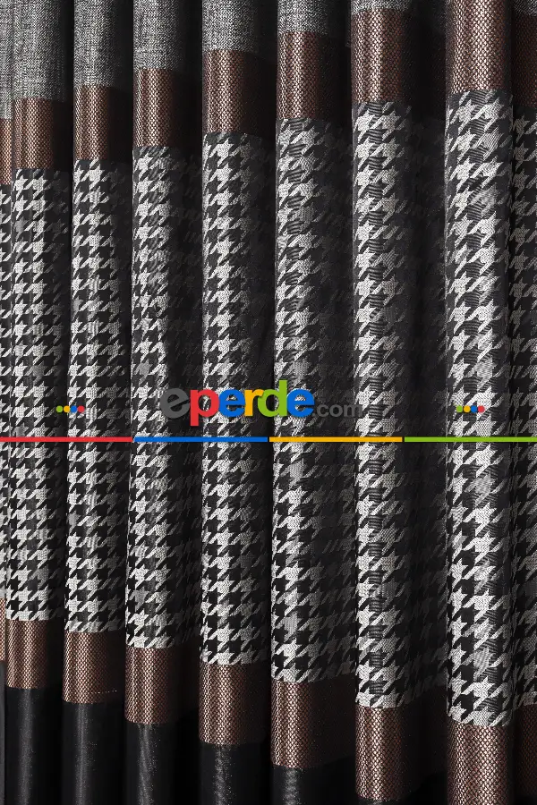 Salon Fon Perde - Carla Gri - Siyah Pano Fon Perde