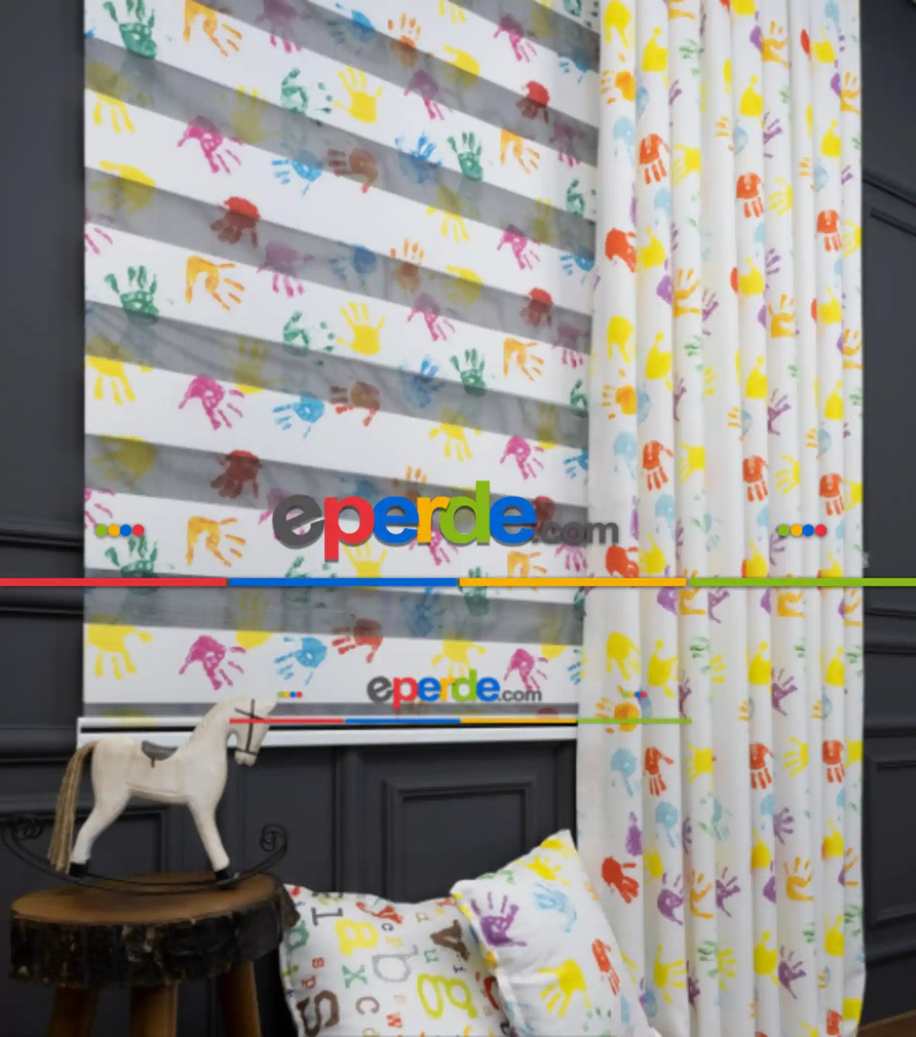 El Baskılı Zebra Perde