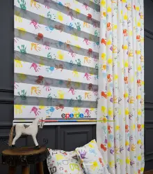 Çocuk Odası - El Baskılı Zebra Perde