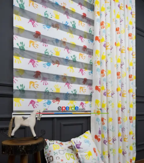 El Baskılı Zebra Perde