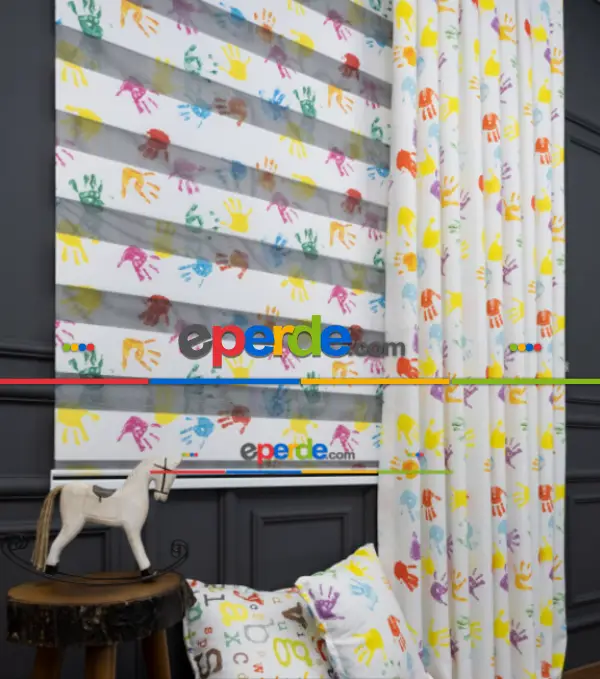 El Baskılı Zebra Perde