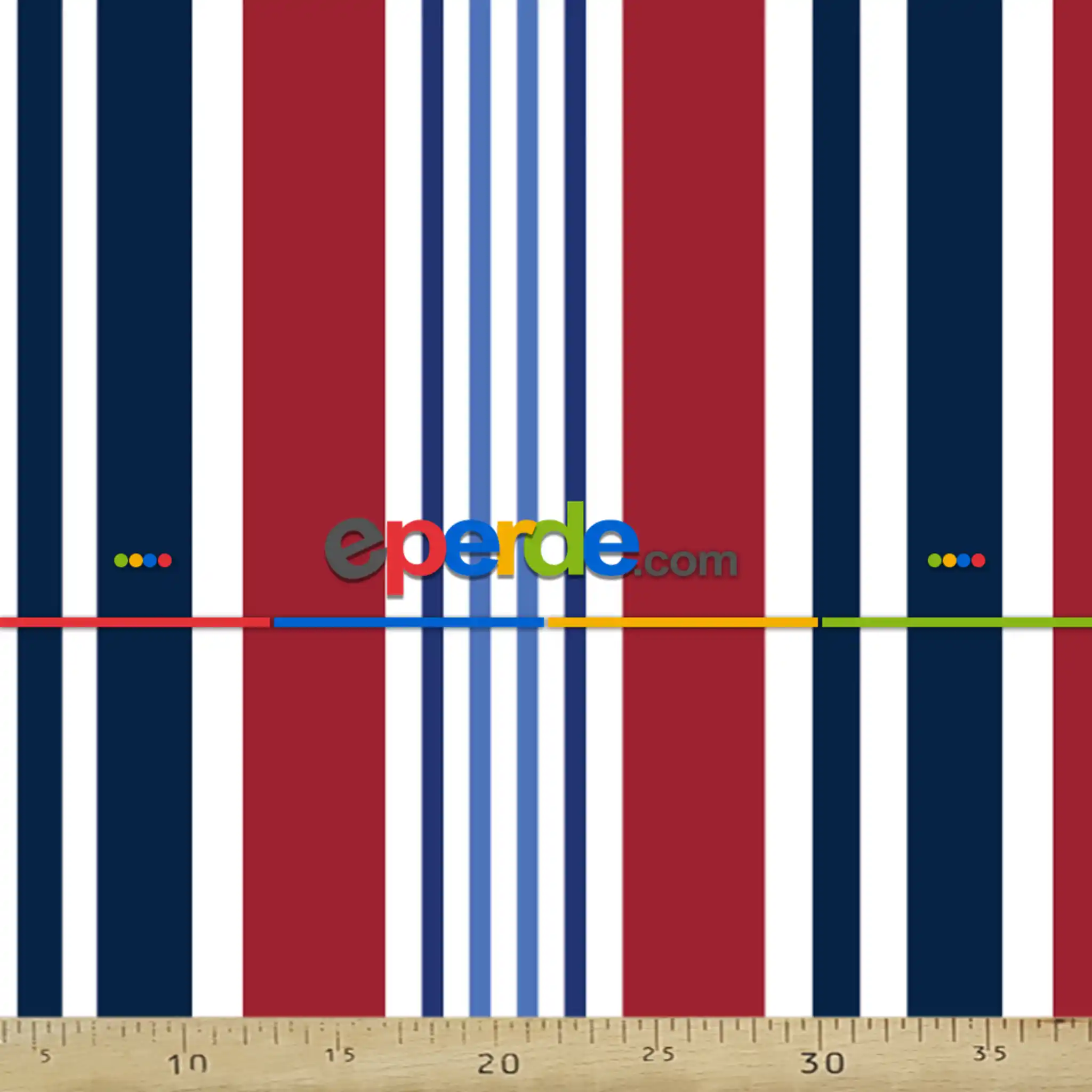 Çizgi Desenli Fon Perde Evm408-9 Kumaşı Kalındır Duck Bezi Değildir- Lacivert-Mavi-Kırmızı-Beyaz