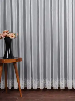 Etek Ucu Nakış İşlemeli Tül Perde