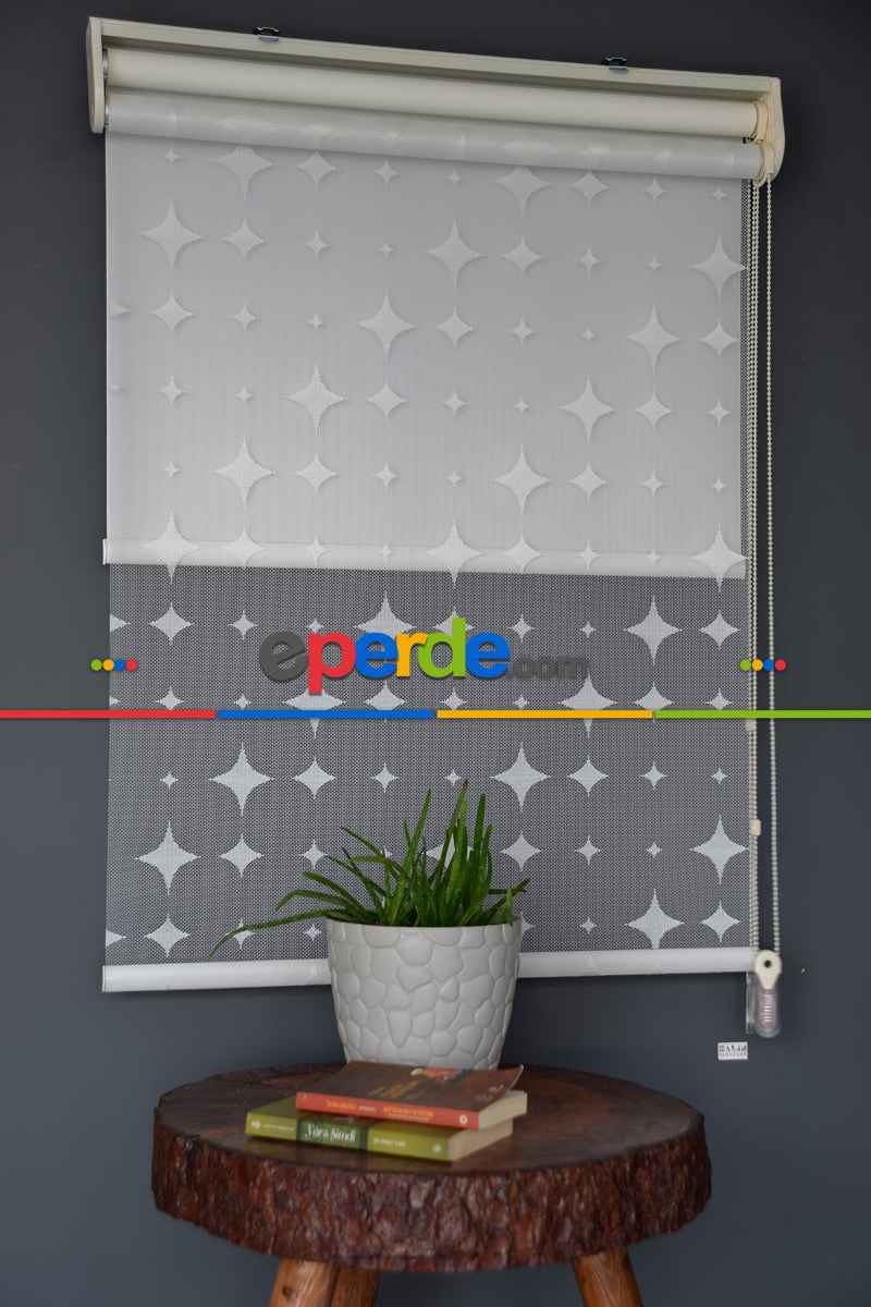 Halim Perdesan Dacuz-201 Beyaz Renk Etekli Veya Eteksiz Çift Mekanizmalı Tül Stor Perde