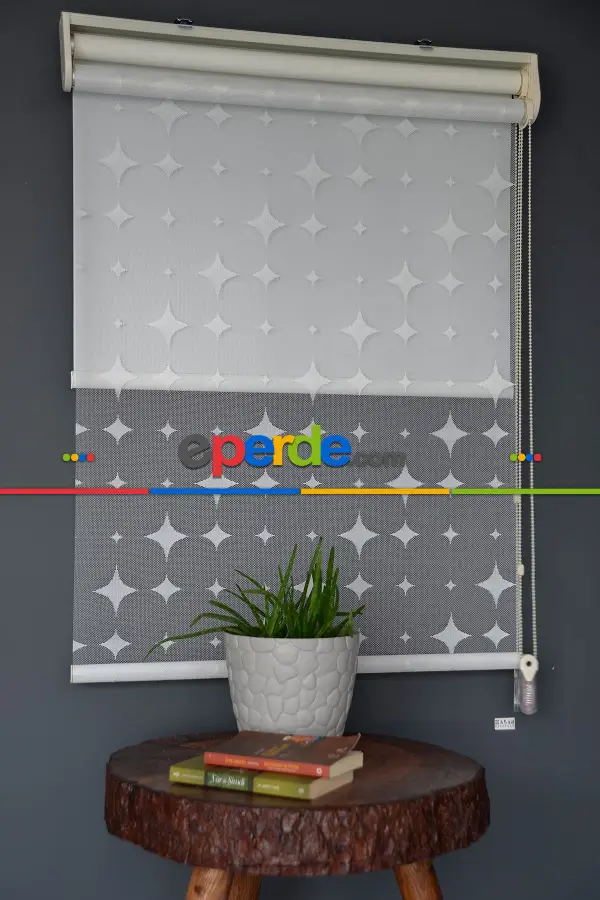 Halim Perdesan Dacuz-201 Beyaz Renk Etekli Veya Eteksiz Çift Mekanizmalı Tül Stor Perde