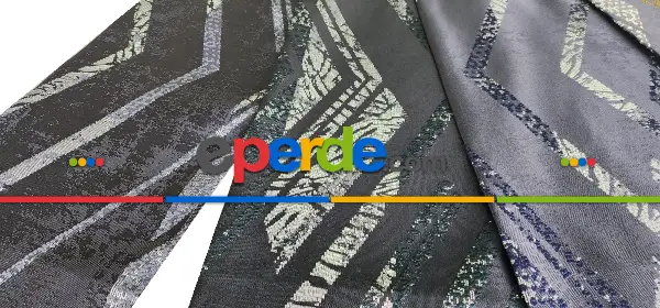 Yatak Odası - Gri Altın Renk, Taç Marka Milona Gri Geometrik Pano Fon Perde, Adet Fiyatıdır, İstediğiniz Boy Ölçüsünde Dikilir, Eni 70 ila 100cm Arası Seçenekler, Sık Piledir 70cm X 290cm 